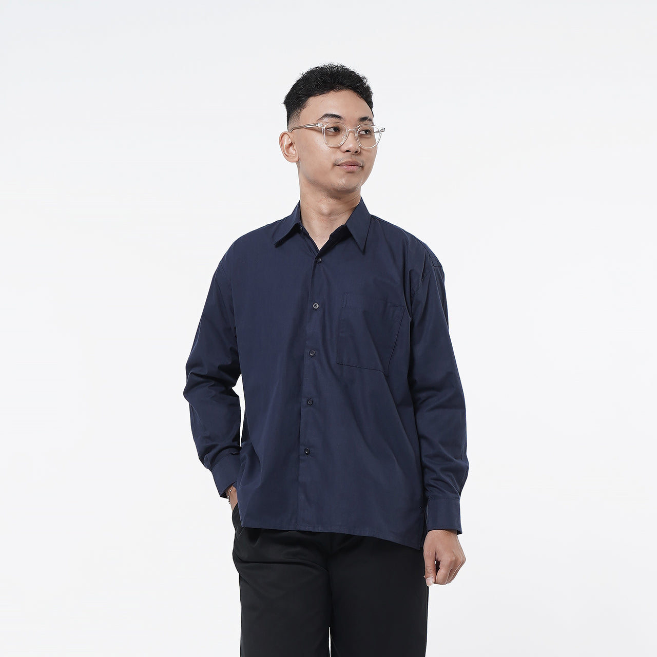Oversized Long Shirt Navy