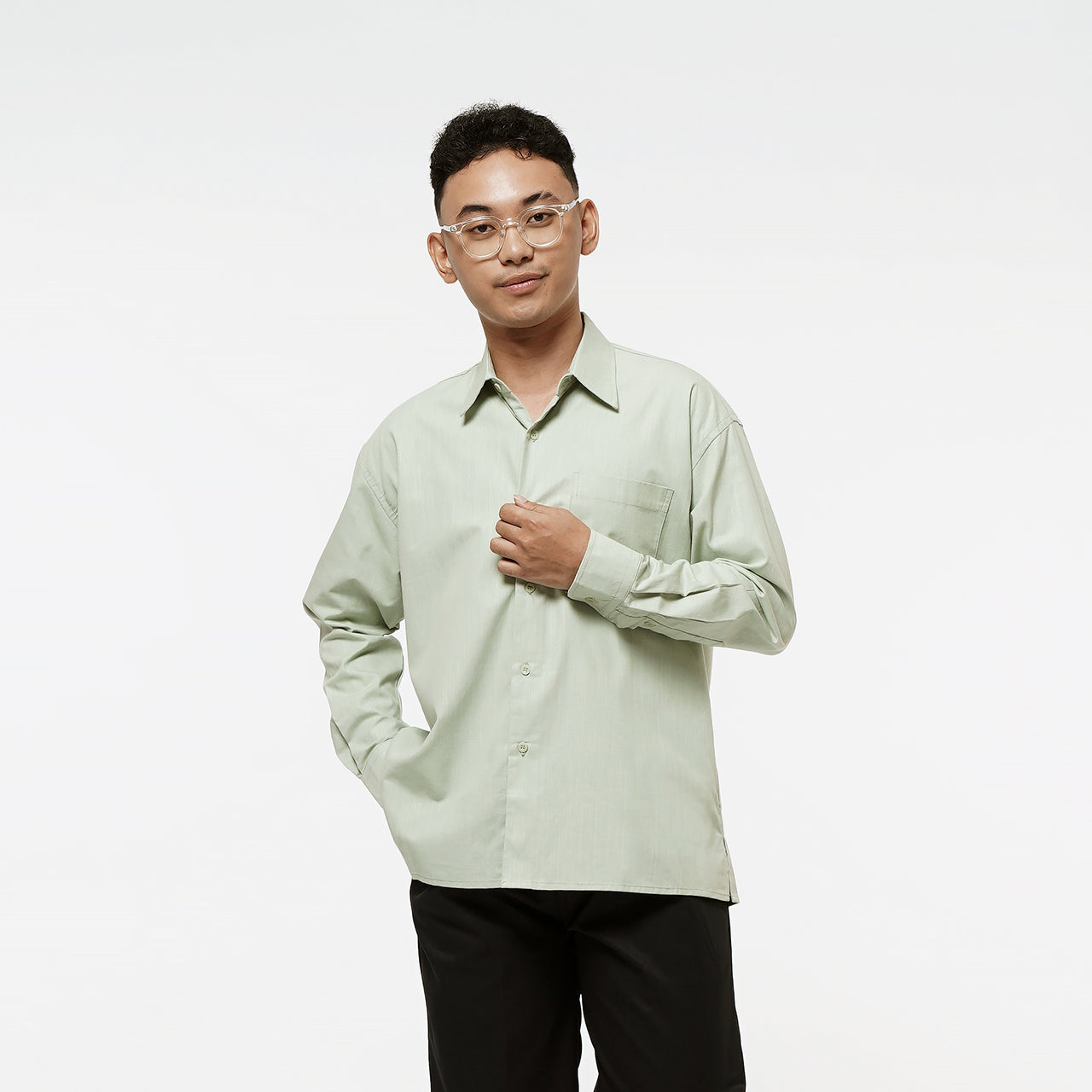Oversized Long Shirt Sage Green