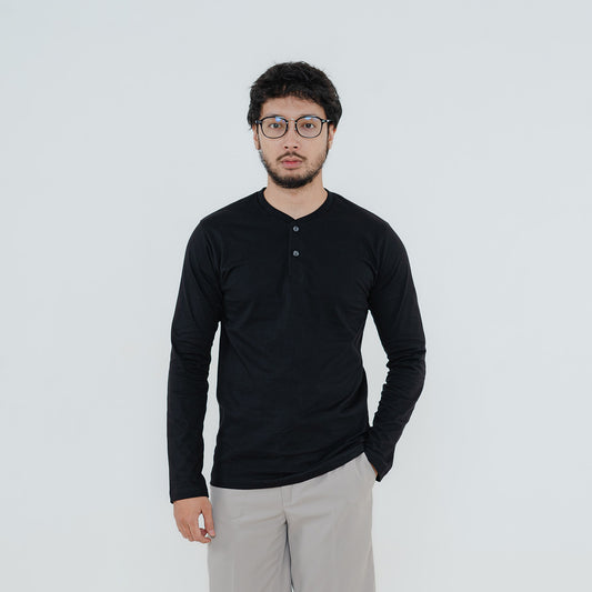 Henley Long Sleeve Black