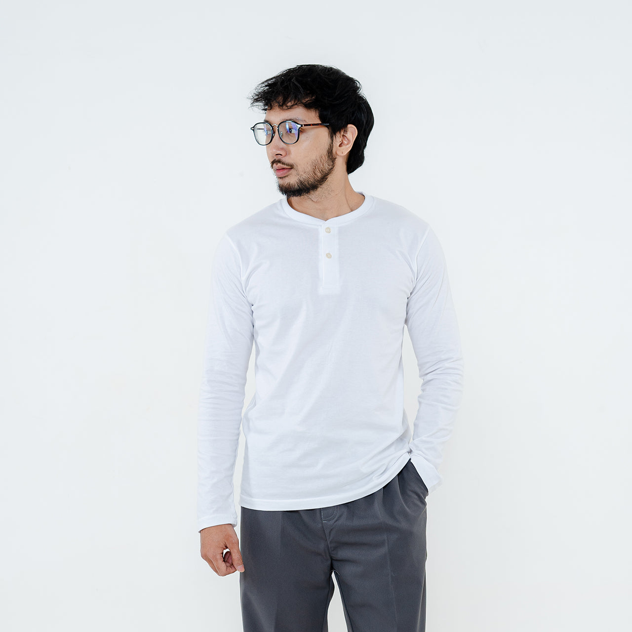 Henley Long Sleeve White