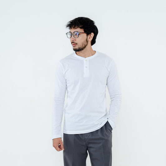 Henley Long Sleeve White