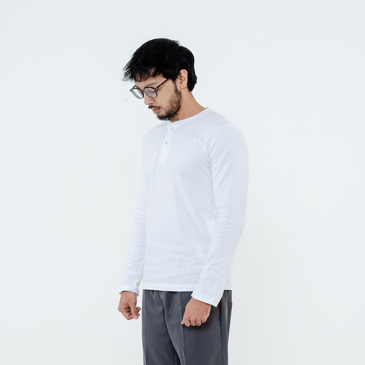 Henley Long Sleeve White