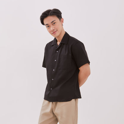 Open Collar Shirts Black