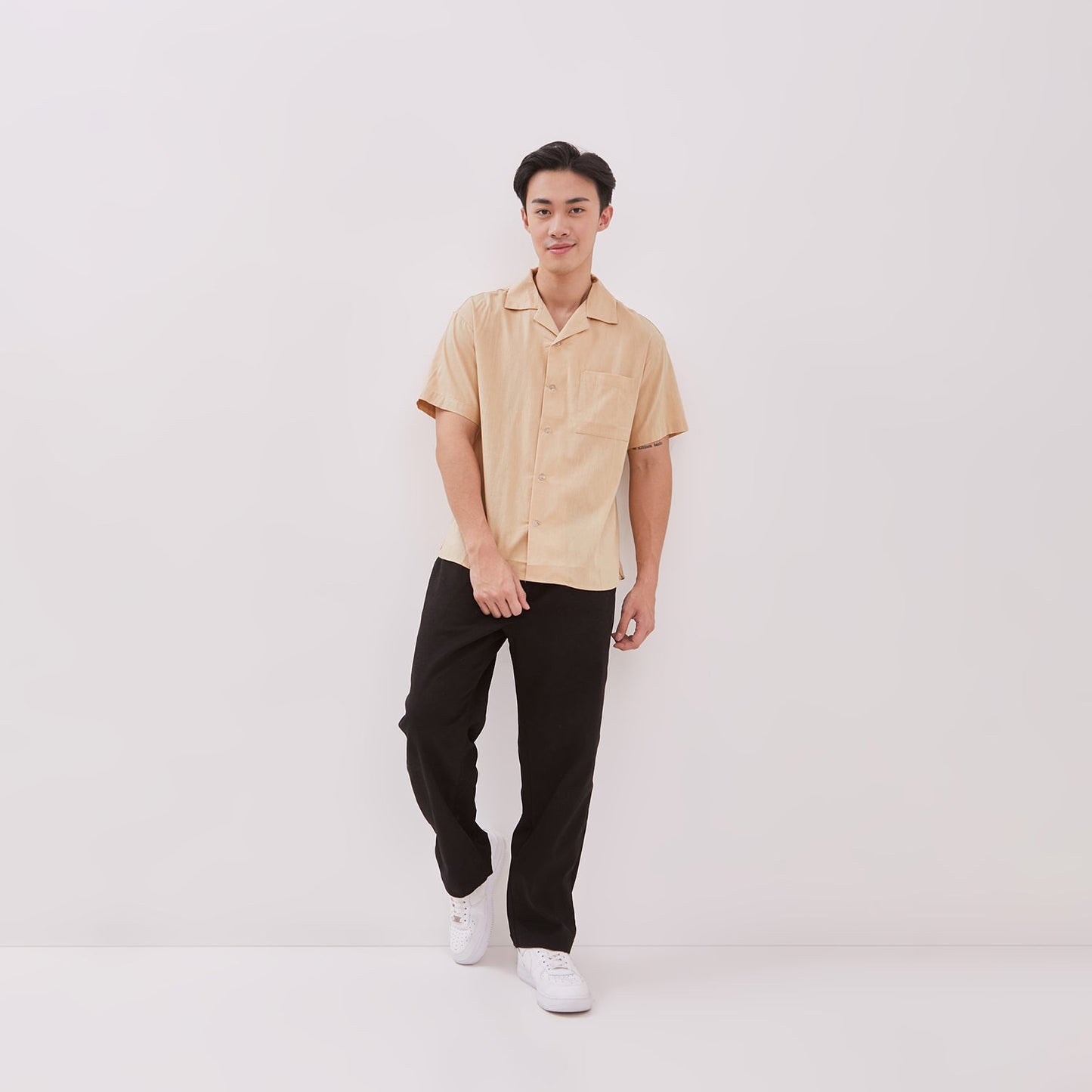 Open Collar Shirts Beige