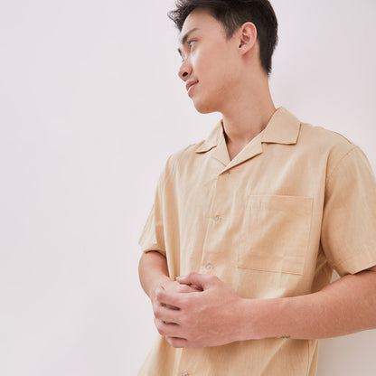 Open Collar Shirts Beige